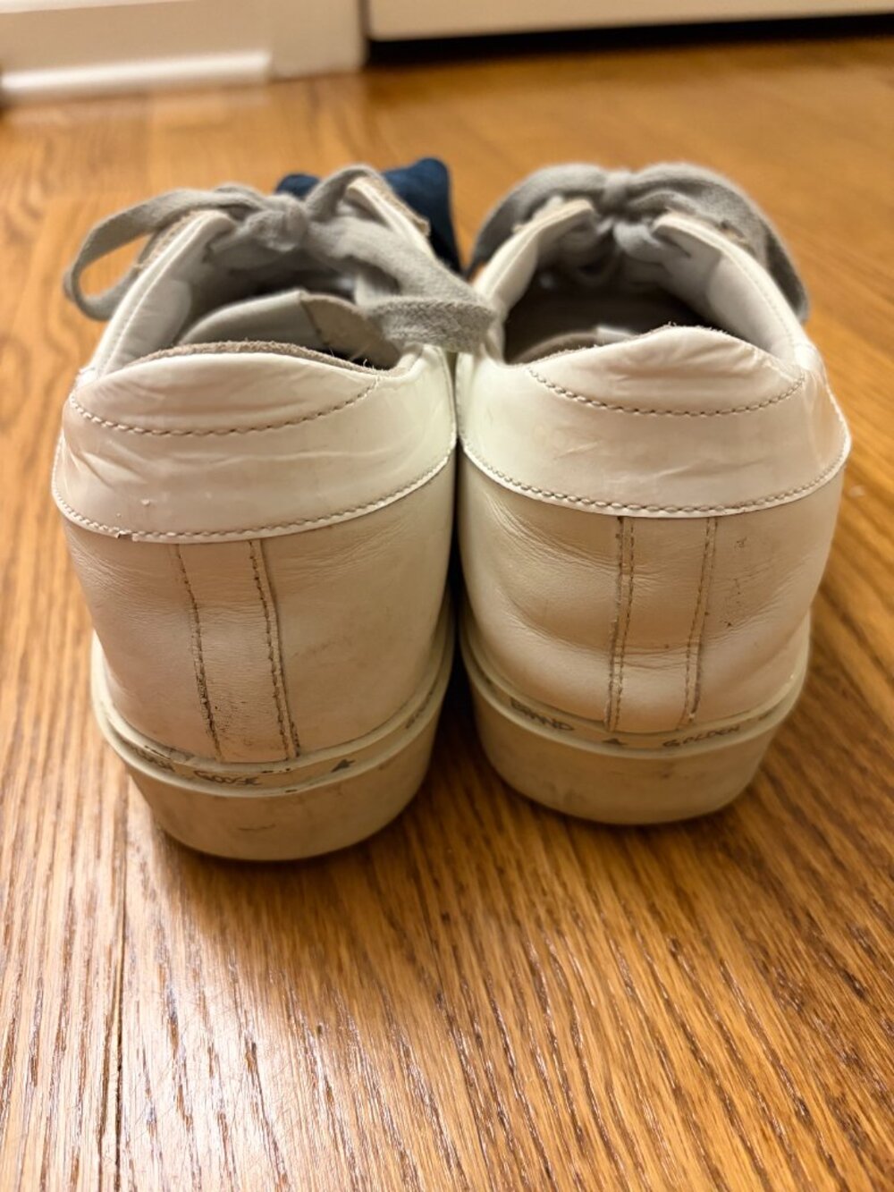 Golden Goose Hi Star Leather Sneakers White Navy Star Scarf Laces EU 38 US 8 - Picture 8 of 9